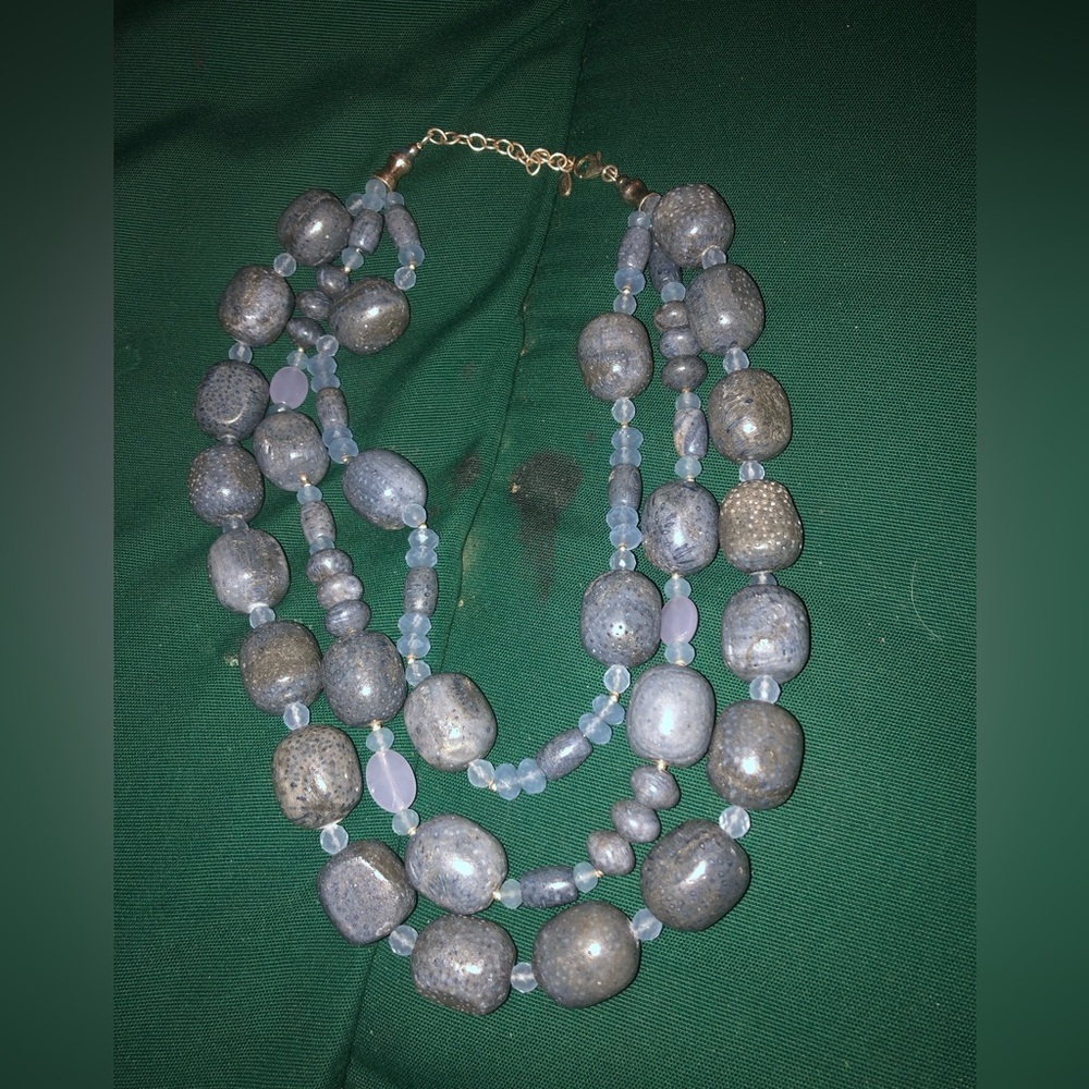🌴Sterling Silver Sponge Coral & Chalcedony Necklace -693 $150 or $120 w/offer
